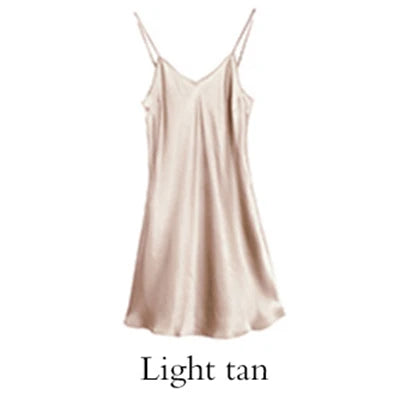 Sleeping dress 100% Real Silk Full slips nighties for women Long Camisole Chemise Bridesmaid mini dress V-Neck