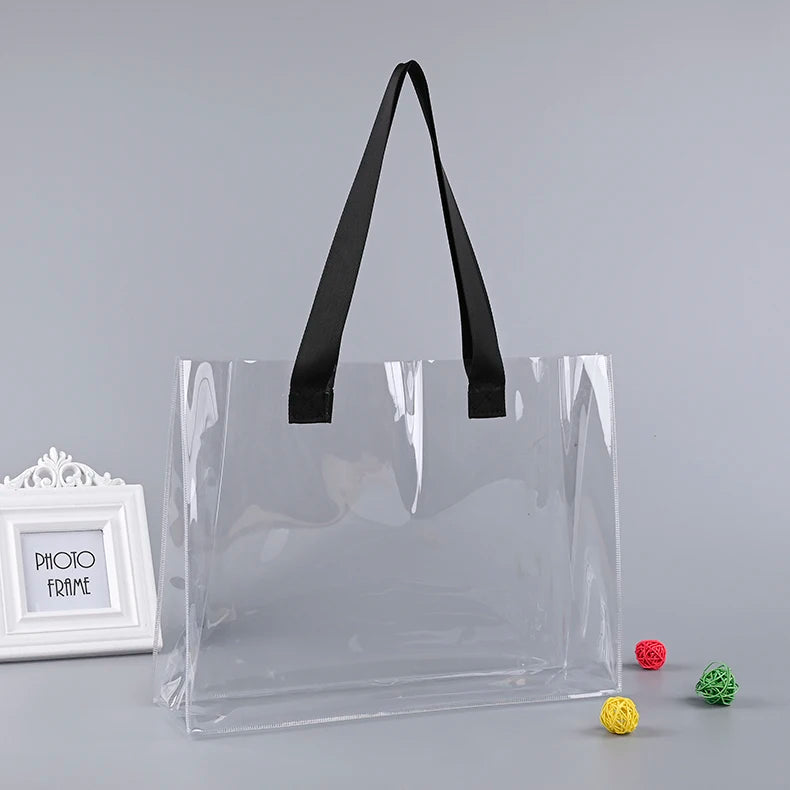 Ready to Ship Can Custom logo Luxury Large Handbags Women Tote Bag Pvc Iridescent Holographic Tote Beach Bag PU Ribbon Handles