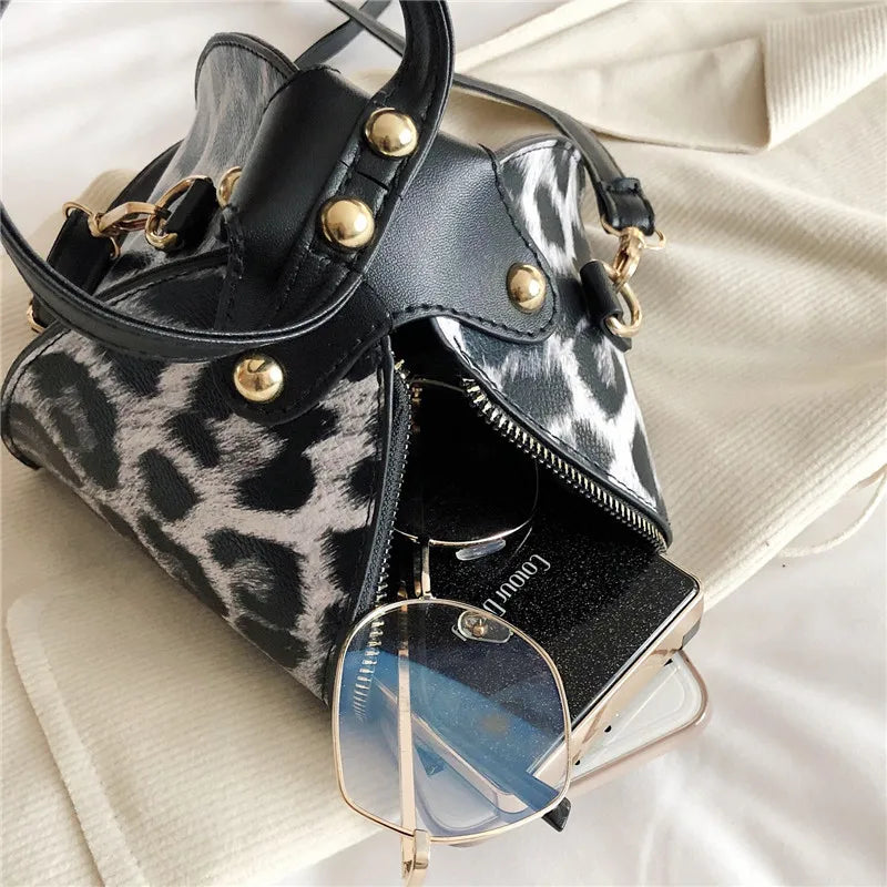 2022 New Arrivals Leopard Pattern Bag Woman Triangle Purses Lady Hot Sell Shoulder Handbags for Females