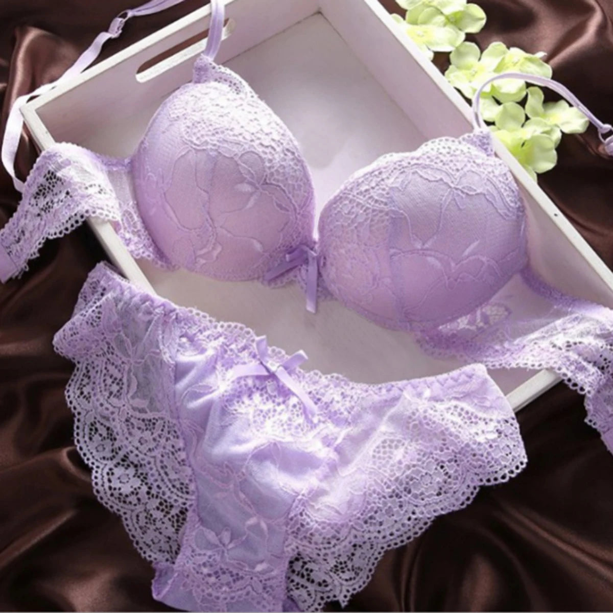 New Women's Push Up Sexy Bra Set  Black Underwear&Panties Comfortable Breathable Bra Set Sexy Good Lace Underwear For Women
