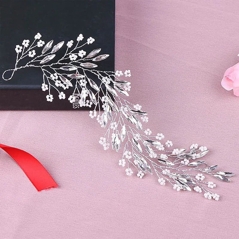 Headbands Bride Headpiece Tiaras Fashion Hair Jewelry Crystal Pearl Flower Bridal Wedding Hair Accessories For Women