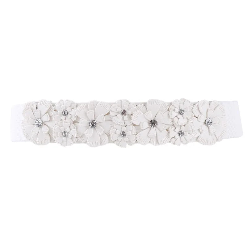 Belt For Women Lady 2023 Fashion Flower Elastic Stretch Waist Belt Wide Elasticated Waistbands Girls Dress Accessories