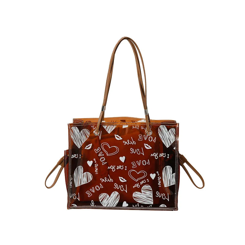 Fashionable New Ladies' Handbag Young Lady Large Transparent Tote Bag for Girls