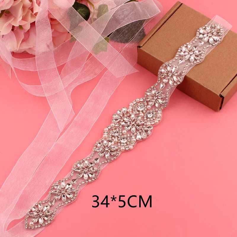 Crystal bridal belt with ribbons, handmade silver wedding belt, cookie patient belt for wedding evening dresses