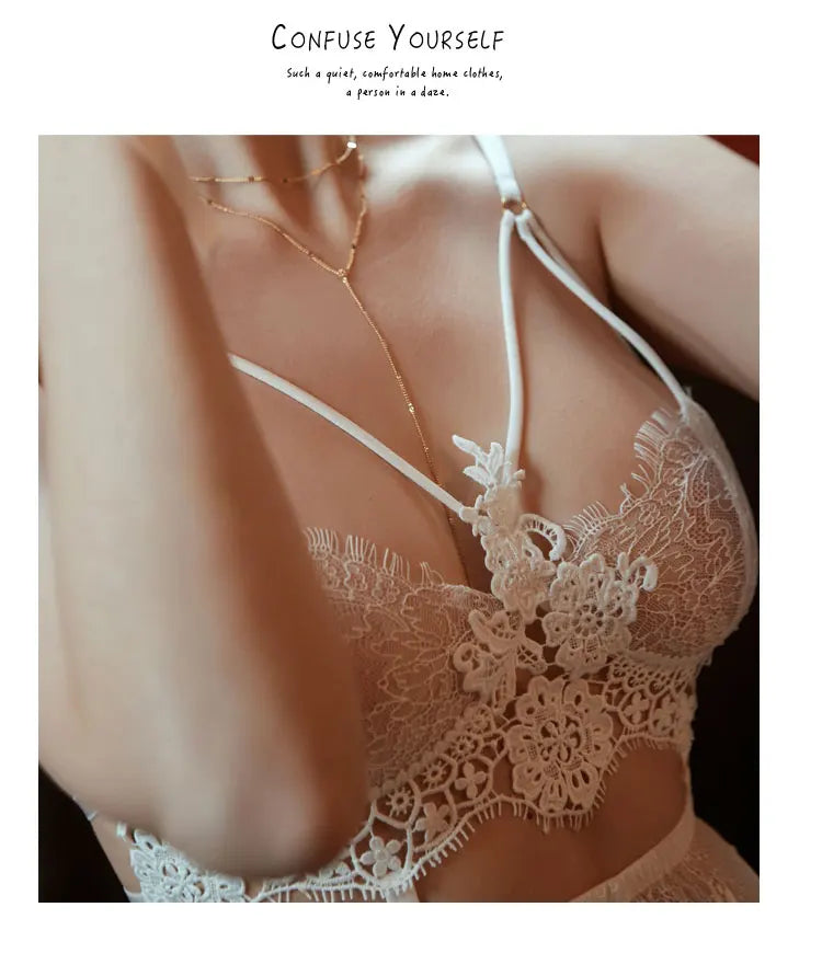 Women Sleep Wear Backless Night Gowns with Thong Sets V-neck Lace Sexy Young Girl Stripe Design Black White Red New