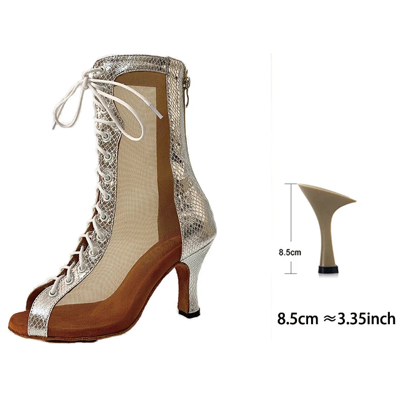 Bachata Dance Boot for Women High Quality thicker Insole Suede Outsole Latin Salsa Dance Shoes In High Heel 3inch