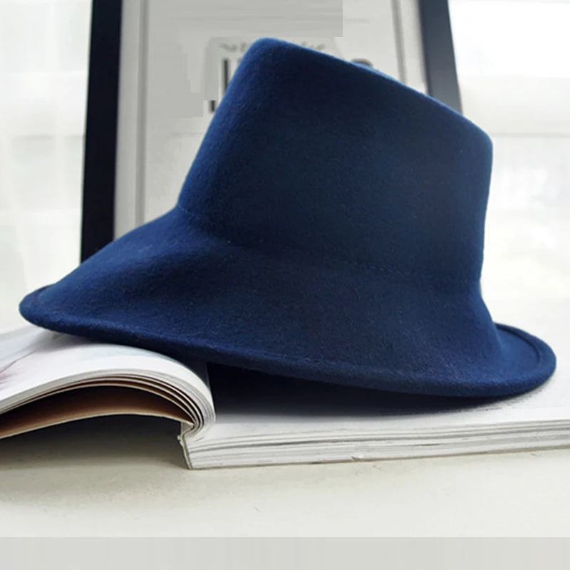 Elegant Women Felt Hat Ladies Winter Hats Wide Brim Fedora Special Tilt Asymmetrical Brim Wedding Church Party Hat Millinery Hat