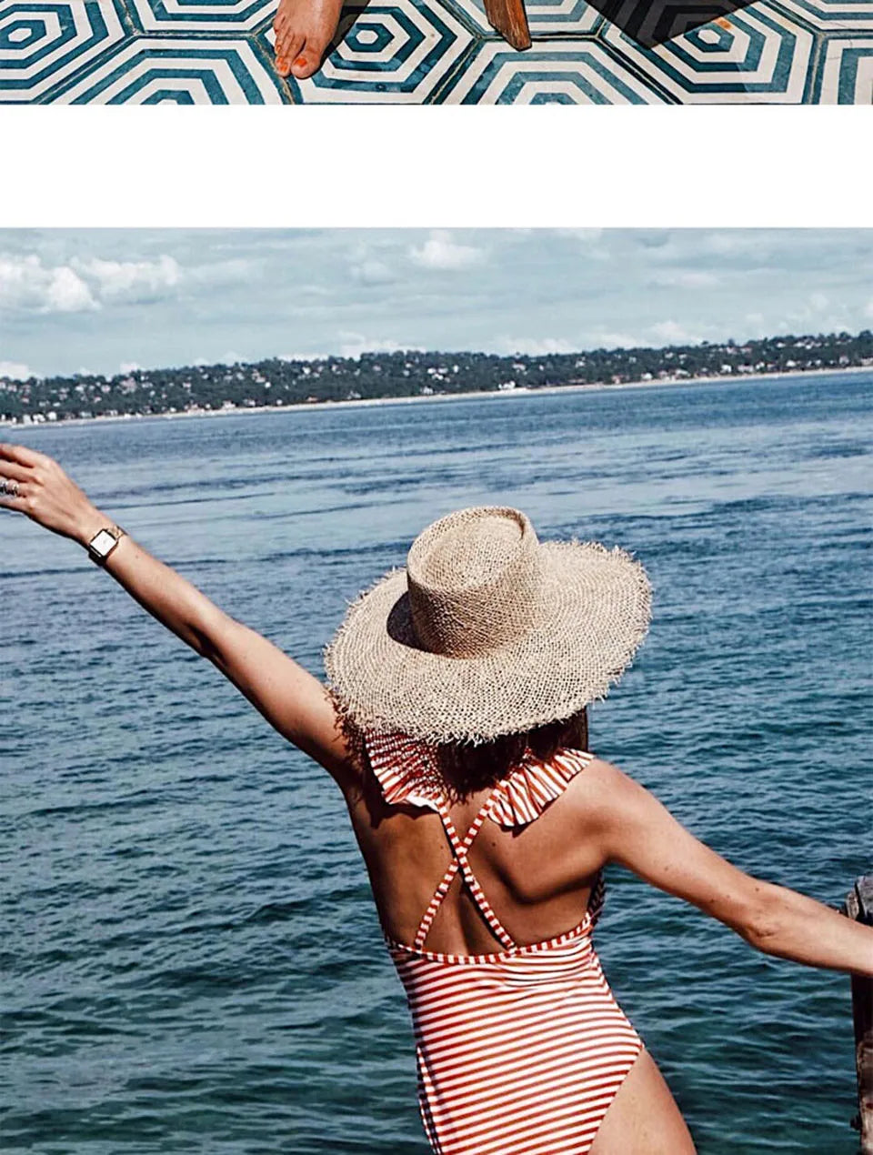 Summer hats for women Retro flat hat brim hand-made Hollow design raffia straw hat ladies outdoor sun protection beach straw hat