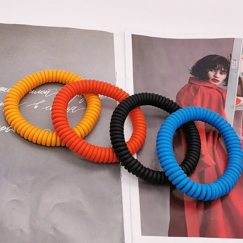 UKEBAY New Round Handmade Bangles For Women Rubber Bracelets 4 Colors Design Luxury Charm Bangles Birthday Gift Mom Punk Jewelry