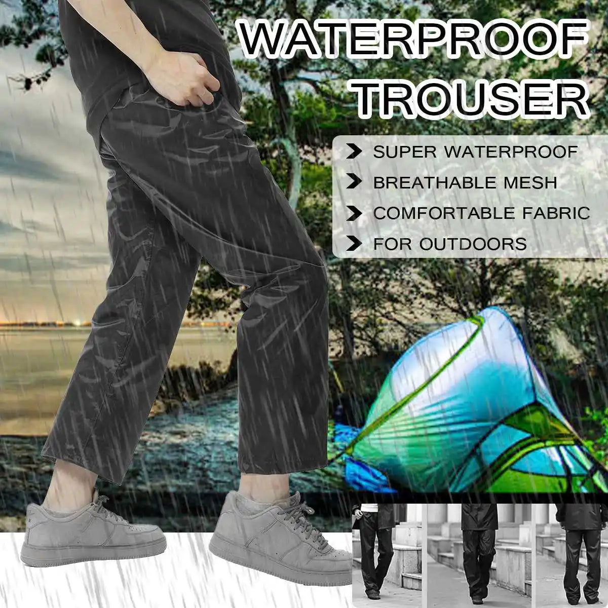 Outdoor Waterproof Trousers Comfortable Soft Breathable Hard Wearing Rain Trouser For Men Women Riding Bike Motorcycle Camping