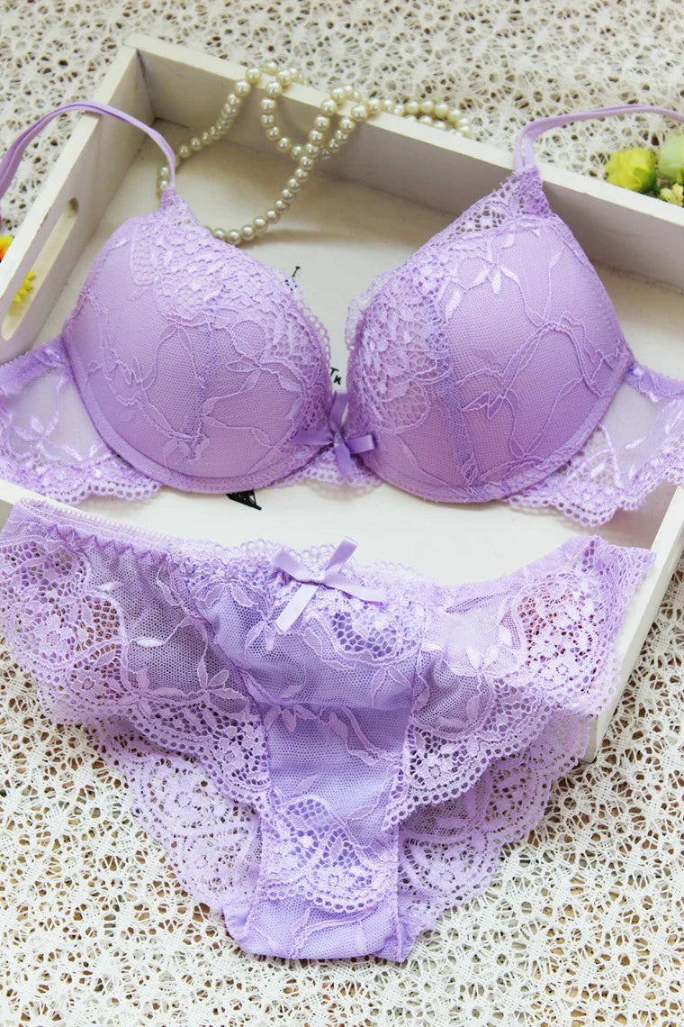 New Women's Push Up Sexy Bra Set  Black Underwear&Panties Comfortable Breathable Bra Set Sexy Good Lace Underwear For Women