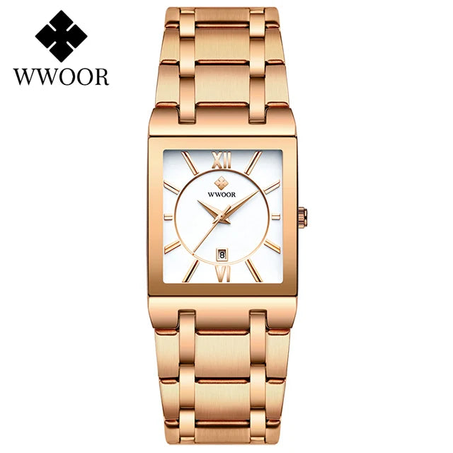 Relogio Feminino 2024 WWOOR New Women Watches Top Brand Luxury Blue Women's Bracelet Square Watch Ladies Dress Quartz WristWatch