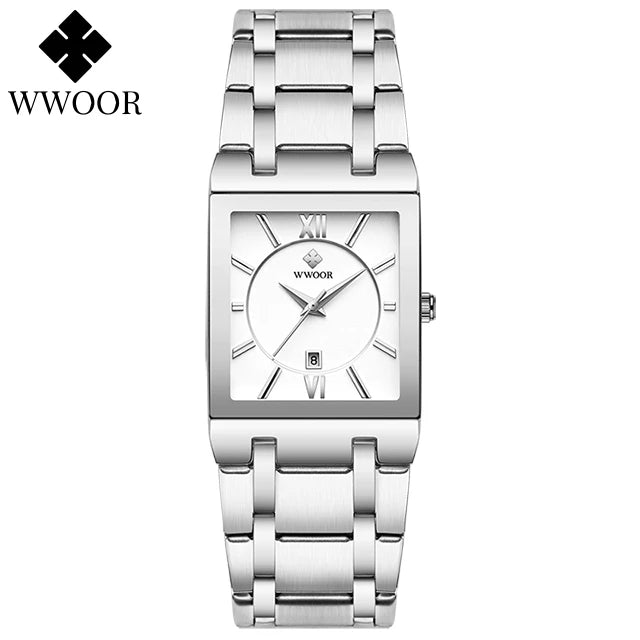 Relogio Feminino 2024 WWOOR New Women Watches Top Brand Luxury Blue Women's Bracelet Square Watch Ladies Dress Quartz WristWatch