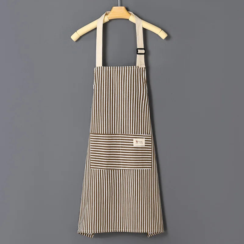 Kitchen Cooking Apron Cotton Linen Stripe Printed Anti-oil Sleeveless Aprons for Men Women Cooking Baking Waist Apron