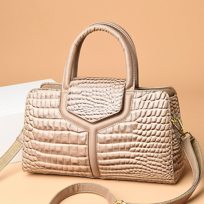 High Quality Designer Crocodile Pattern PU Leather Shoulder Bag for Women Fashion Top Handle Satchel Tote Handbag for Lady