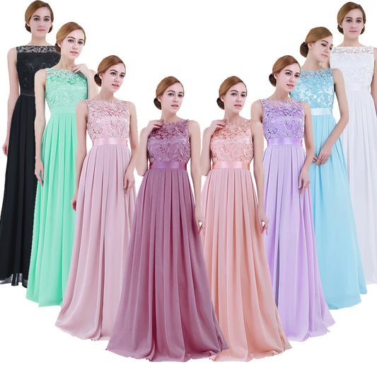 Wedding Party Dress Women Ladies Vestido De Fiesta Lace Embroidered Chiffon Bridesmaid Dresse Vening Pageant Formal Long Dress