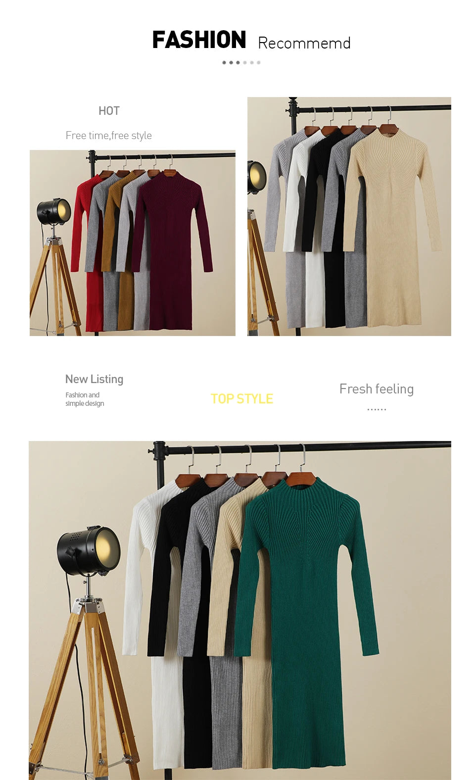 Sweater Dress Female 2025 Winter Knitted Basic Casual Women's Dresses Ladies Korean Fashion Clothes Clothing Robe Elegant Black