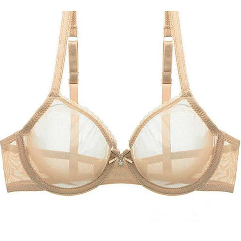 New Women Hollow bra see through sexy gauze mesh transparent ultra thin Bras B C D E F 75 80 85 90 95 100 US EU UK Dropshipping