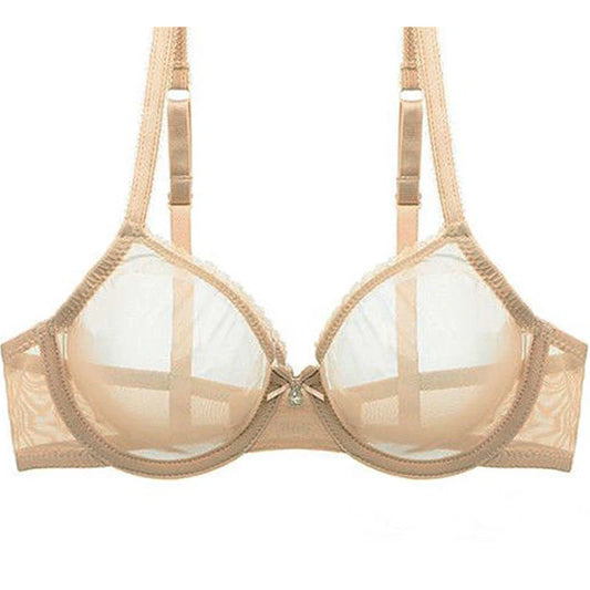 New Women Hollow bra see through sexy gauze mesh transparent ultra thin Bras B C D E F 75 80 85 90 95 100 US EU UK Dropshipping