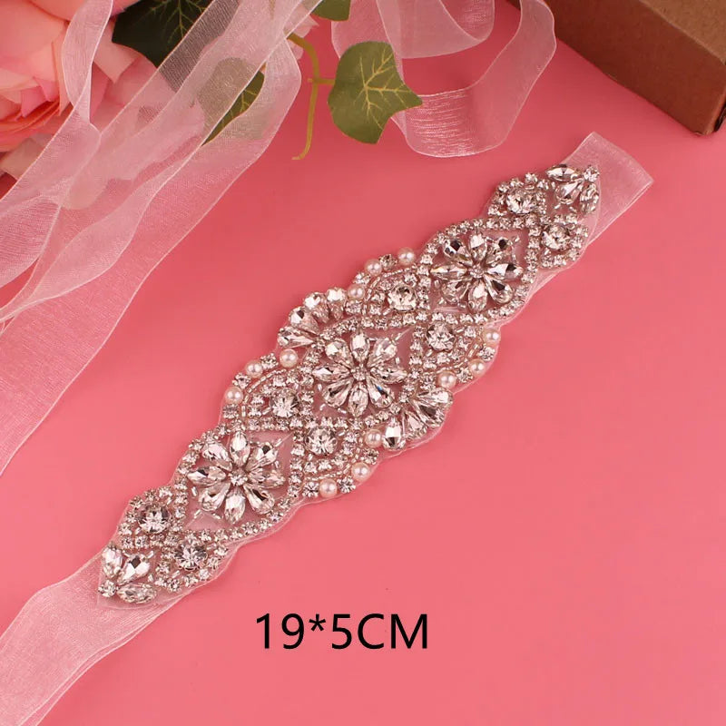 Crystal bridal belt with ribbons, handmade silver wedding belt, cookie patient belt for wedding evening dresses