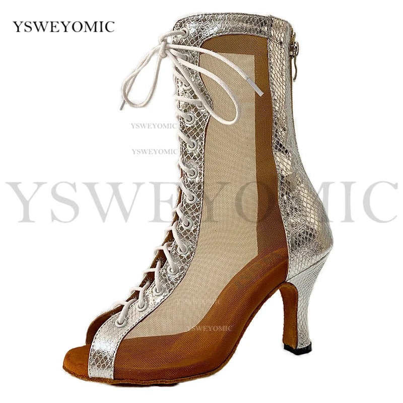 Bachata Dance Boot for Women High Quality thicker Insole Suede Outsole Latin Salsa Dance Shoes In High Heel 3inch