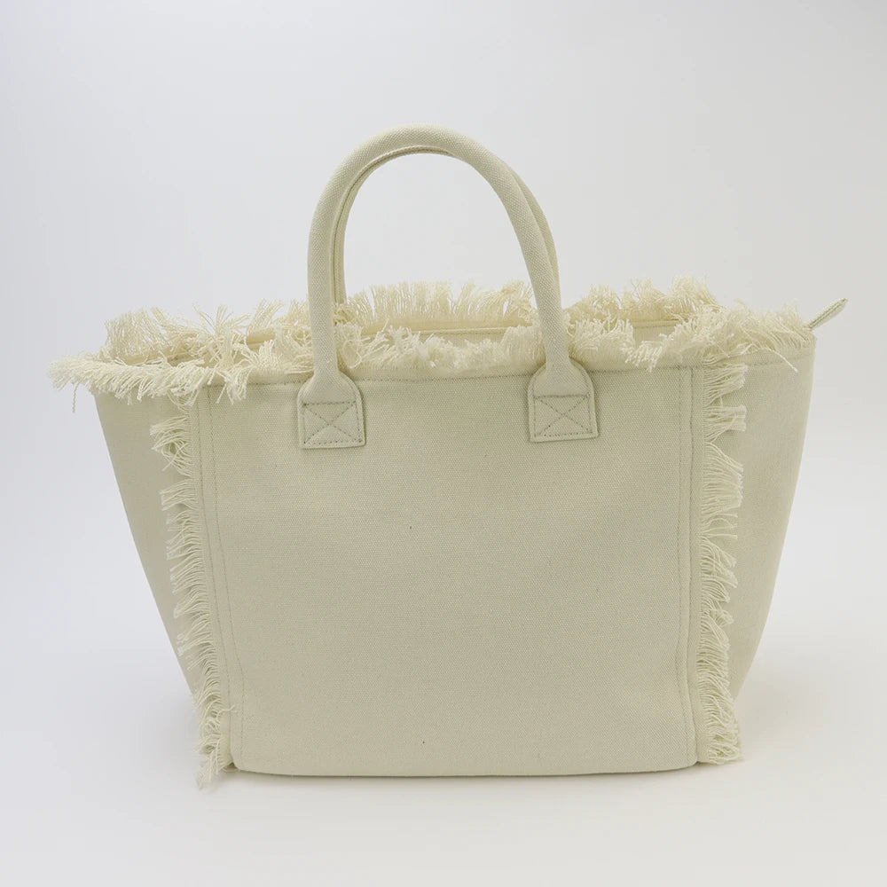 USA Warehouse Free Shipping Tassels Tote Bag Large Capacity Multi Colors Canvas Travel Beach Handbags for Women and Girls