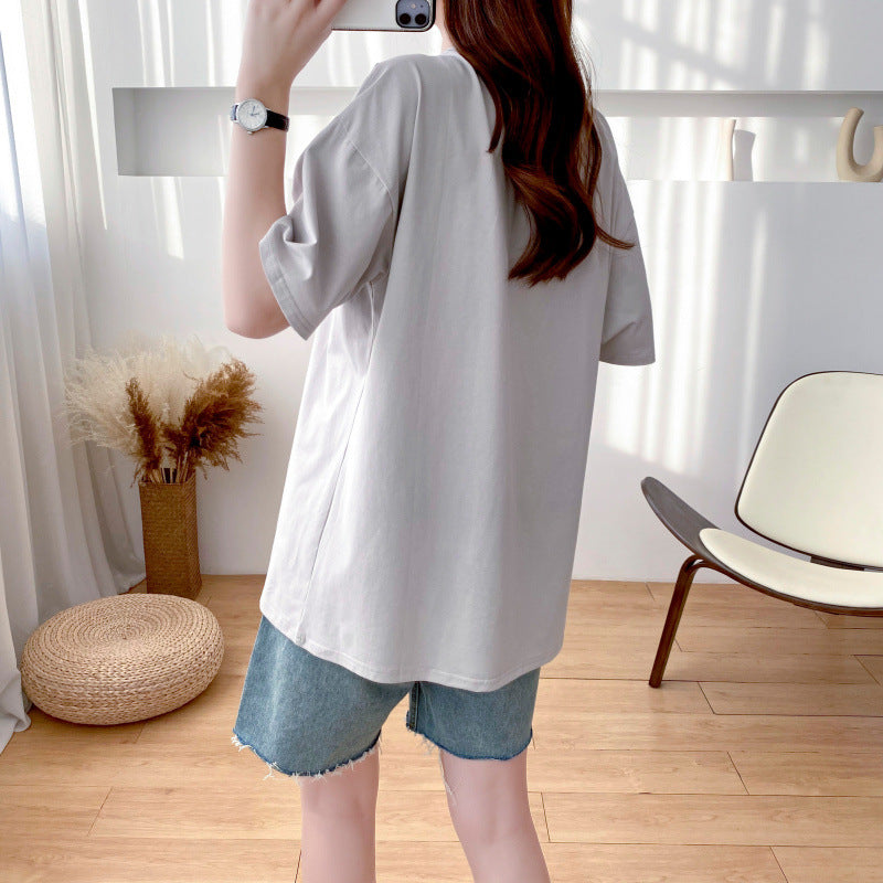 Maternity Nursing T-Shirt Top 98% Cotton Mother Nursing Tees Breastfeeding T Shirt for Pregnant Women Summer Pregnancy Top Wear