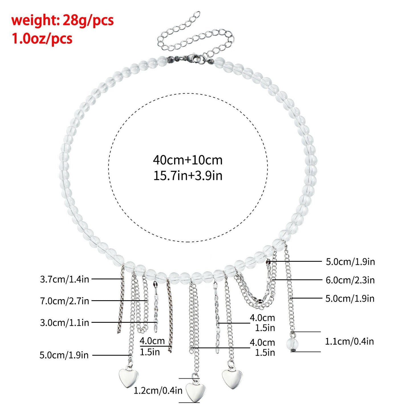 Y2K Heart Beaded Necklace Women Boho Irregular Crystal Class Gravel Clavicle Chain Cool Y2K Choker Exquisite Fashion Jewelry