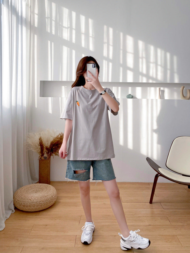 Maternity Nursing T-Shirt Top 98% Cotton Mother Nursing Tees Breastfeeding T Shirt for Pregnant Women Summer Pregnancy Top Wear
