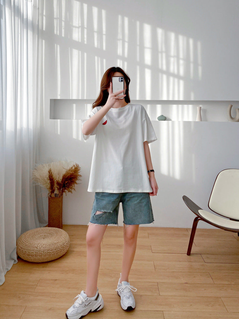 Maternity Nursing T-Shirt Top 98% Cotton Mother Nursing Tees Breastfeeding T Shirt for Pregnant Women Summer Pregnancy Top Wear