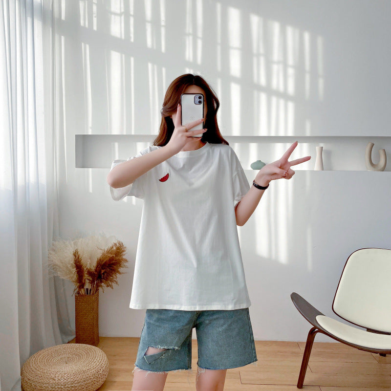 Maternity Nursing T-Shirt Top 98% Cotton Mother Nursing Tees Breastfeeding T Shirt for Pregnant Women Summer Pregnancy Top Wear