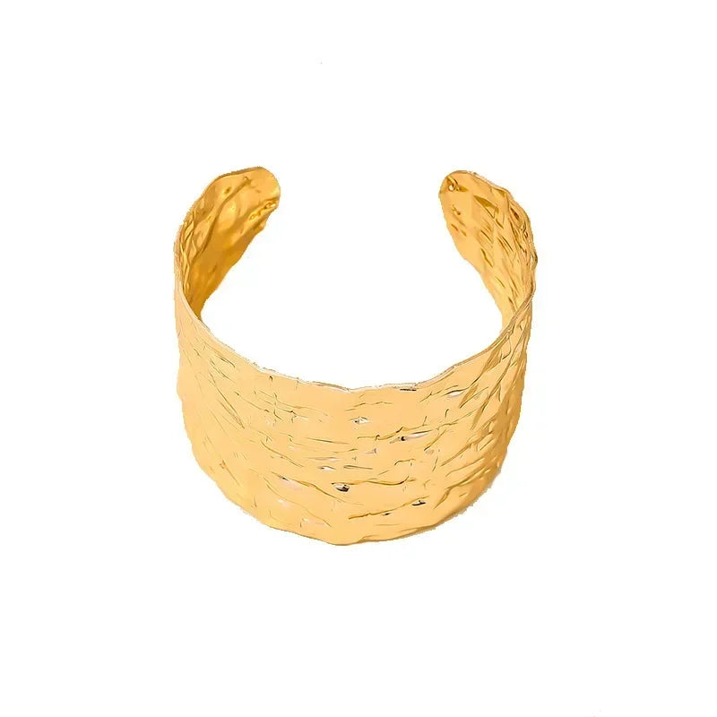 Bangles For Women Irregular Metal Cuff Bracelet Pleated Wide Edition Exaggerated Party Gift Holiday Fashion Jewelry CB042