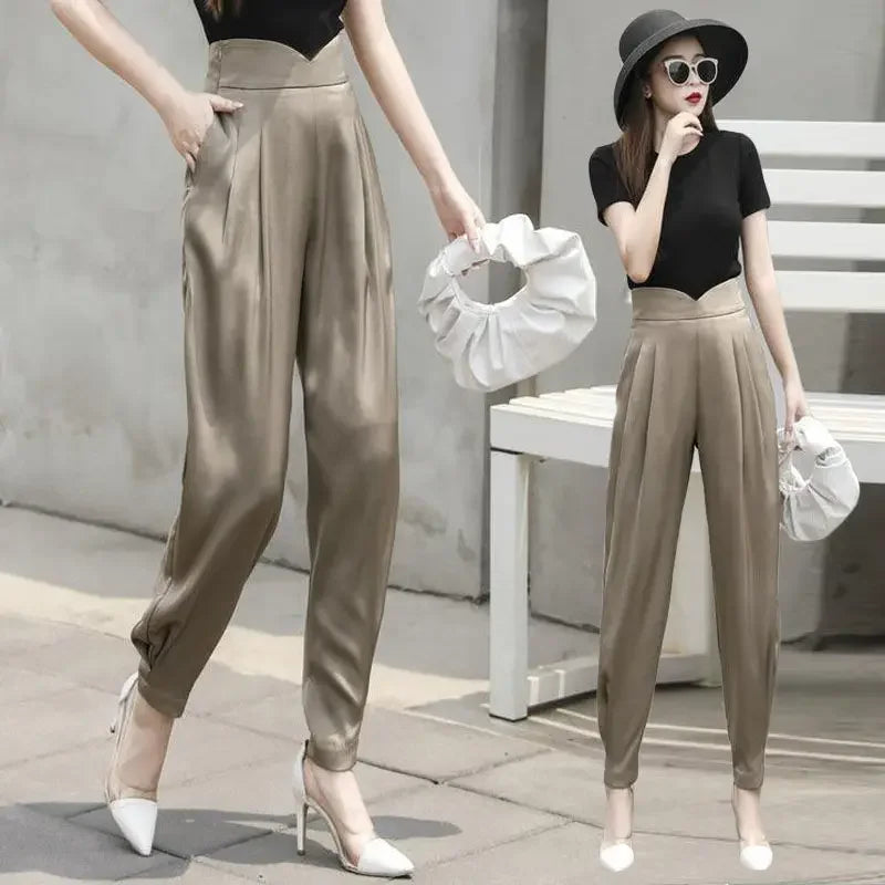 Trousers for Woman Pencil Solid Clothing Black Women's Pants High Waist Y2k Streetwear Autumn Cotton Elastic G Classic Quality