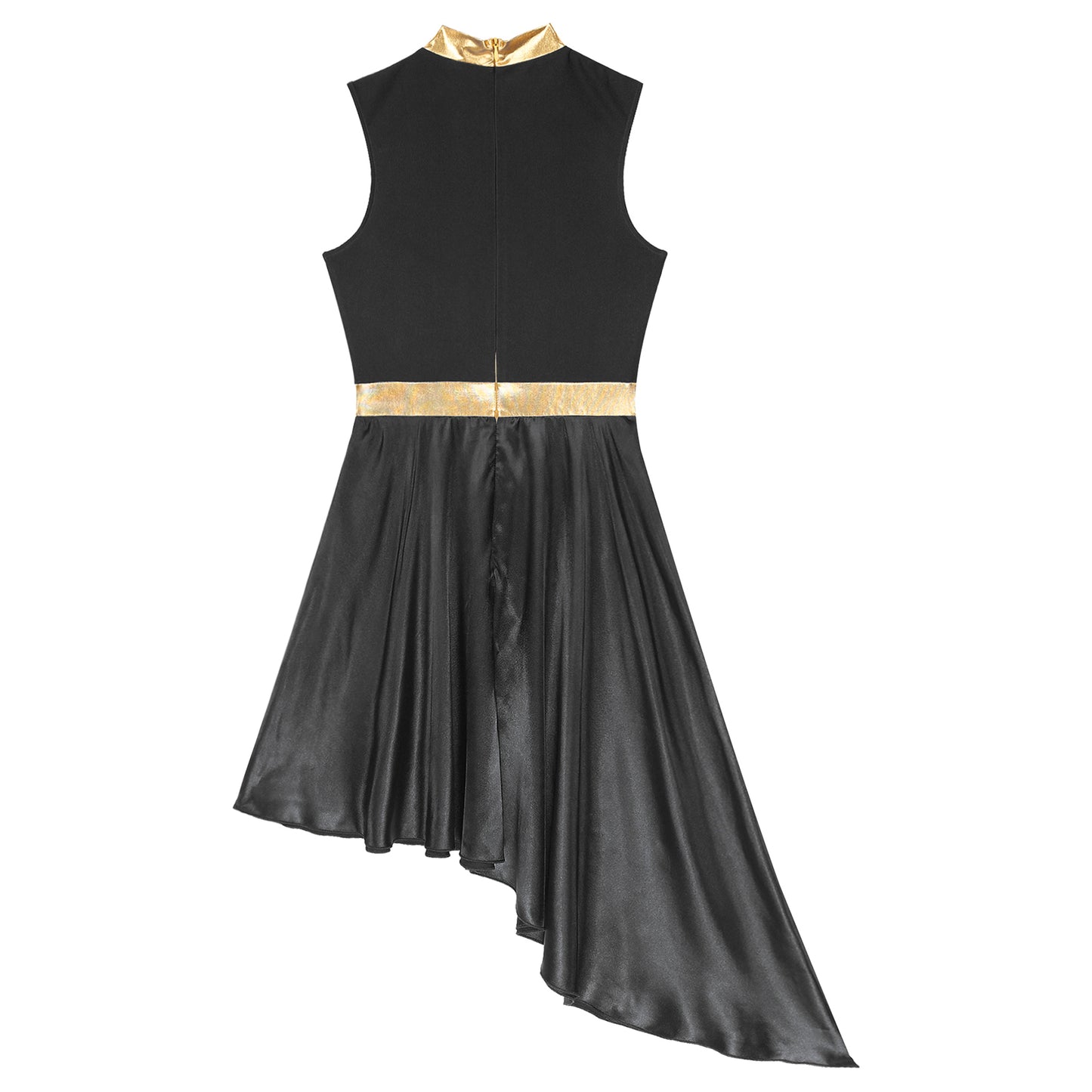 Womens Lyrical Dance Dress Ballroom Dancing Church Choir Stage Performance Costume Sleeveless Asymmetrical Hem Dresses Dancewear