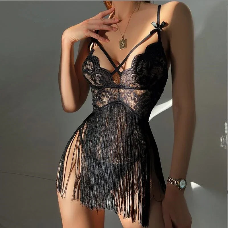 Hot Nightie for Ladies See Through Sleepwear Sexy Pajamas Floral Mesh Nightgowns Outfit Sexy Lace Night Dress Lingerie