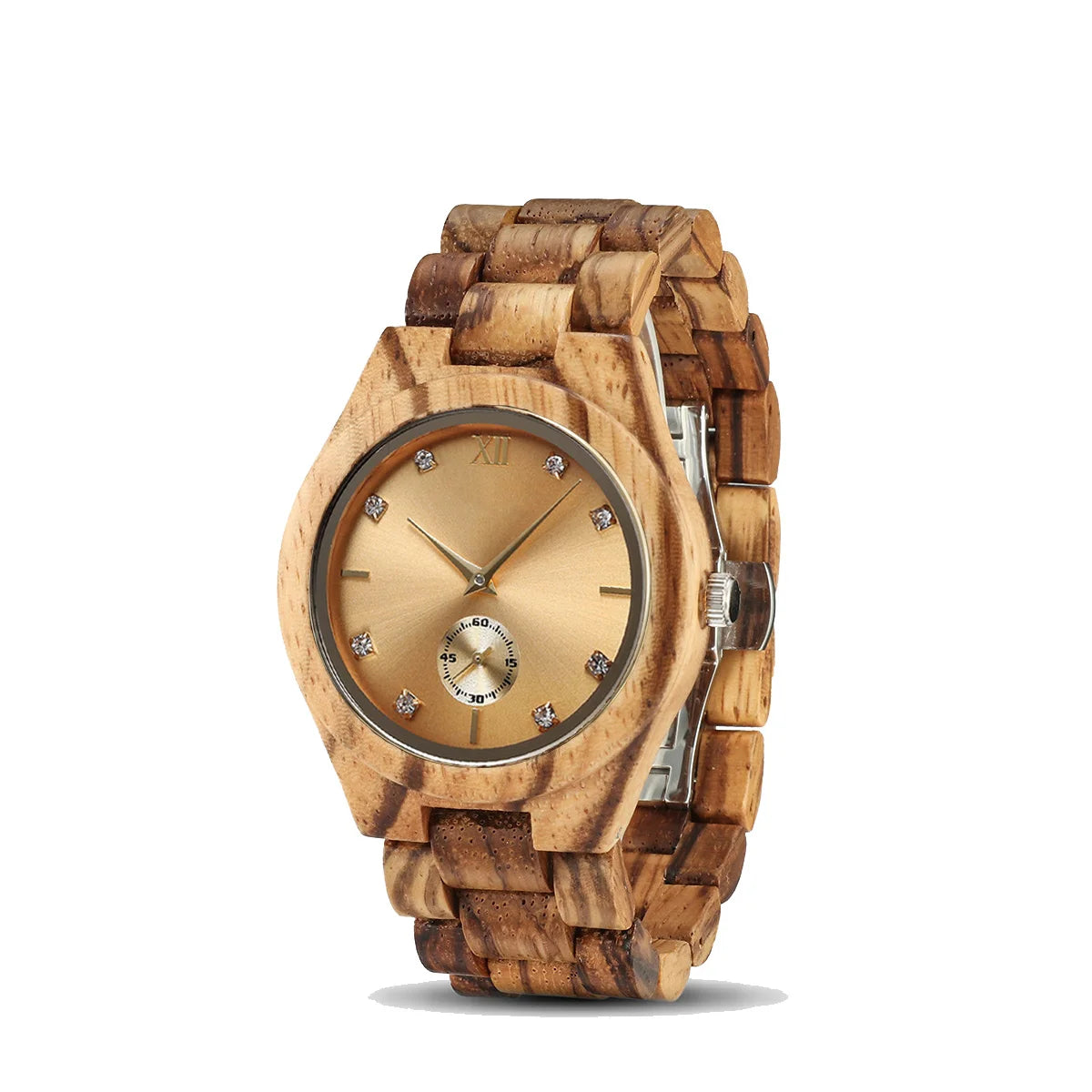 Wood Wrist Watch For Women Simulated Diamond Dial Wooden Clock Wife Girlfriend Fashion Anniversary Personalized Giftsfor Ladies