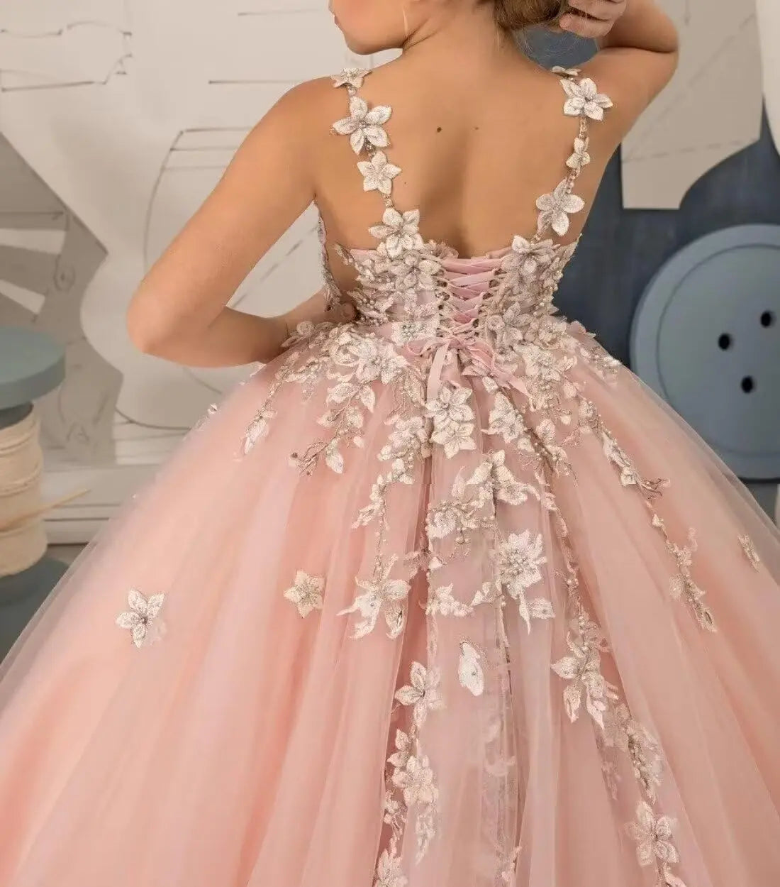 Kingbridal Flower Girl Dresses for Wedding Lace Princess First Communion Formal Dresses Tulle Pageant Ball Gowns Princess Dress