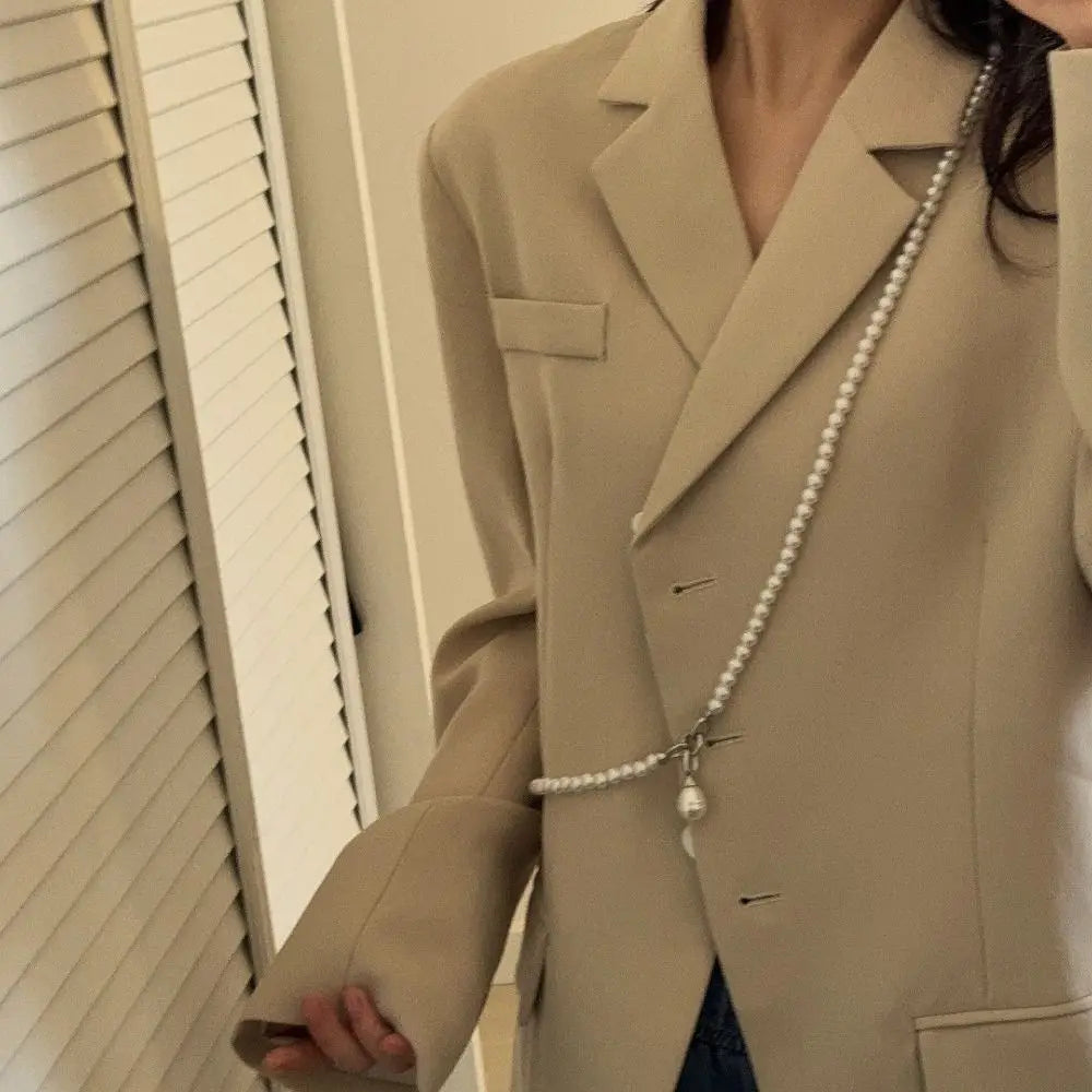 Sweet Elegant Pearl Beaded Necklace White Multilayer Pearl Choker Long Simple Pearl Pendant Accessory Women