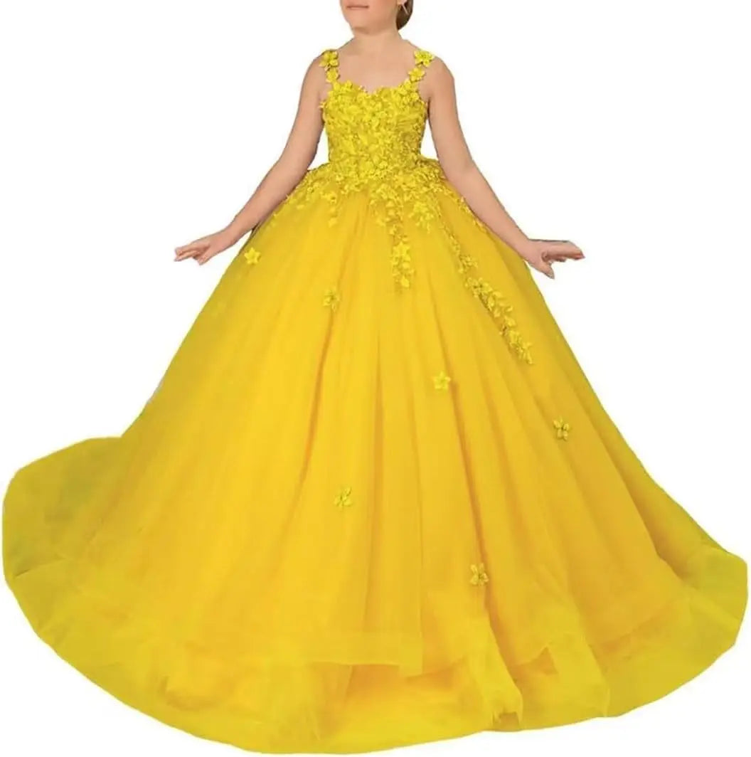 Kingbridal Flower Girl Dresses for Wedding Lace Princess First Communion Formal Dresses Tulle Pageant Ball Gowns Princess Dress