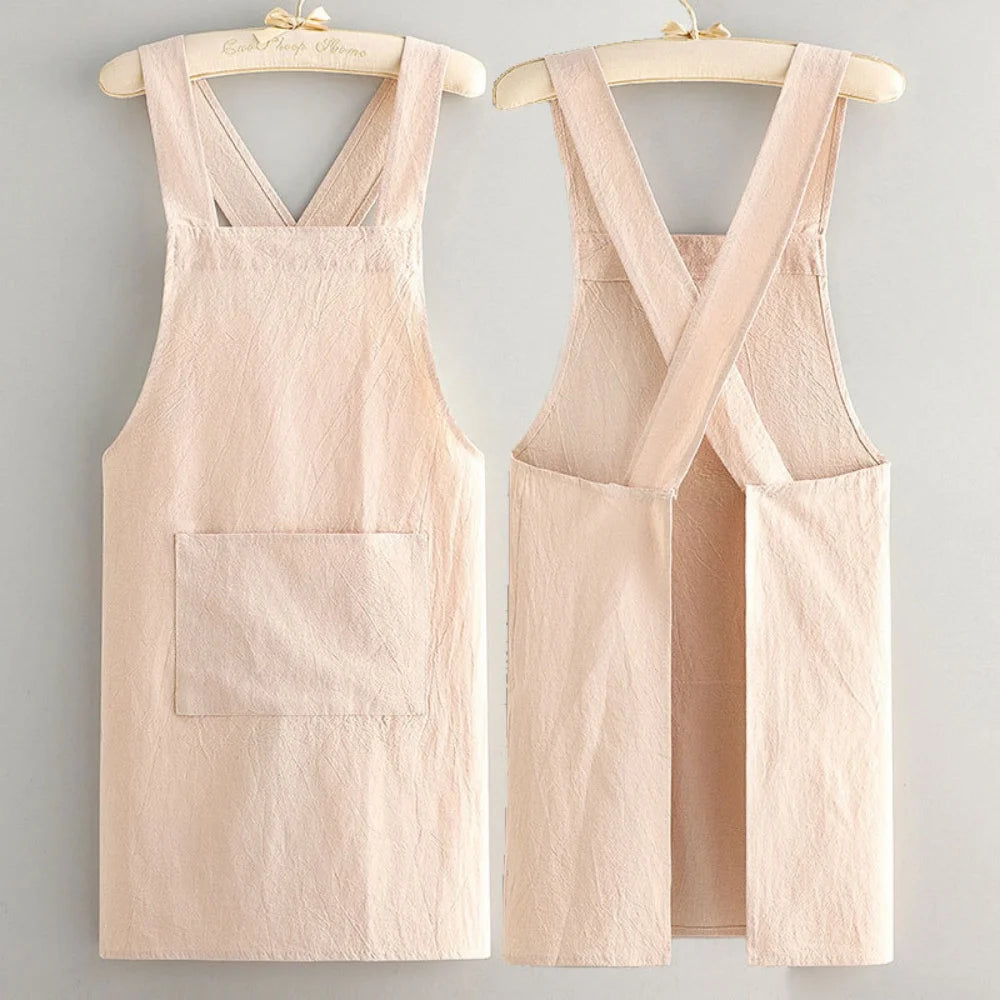 Kitchen Apron Loose Comfortable Cotton Cloth Apron Kitchen Cleaning Apron Breathable Waist Work Clothes For Painting Barber