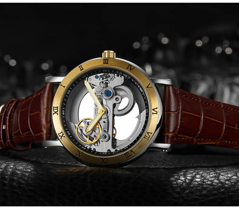 Mechanical Wristwatches Watches for Man Watches Golden Bridge Skeleton Automatic Mechanical Mens Watch reloj hombre montre homme