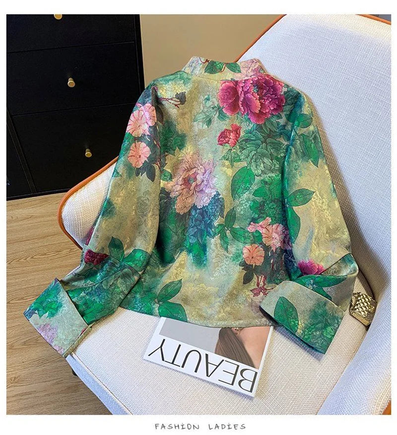Women's Jacket Outerwears  New Chinese Light National Wind Jacquard Jacket Women's Spring Tang Suit Buckle High-end Retro Coat