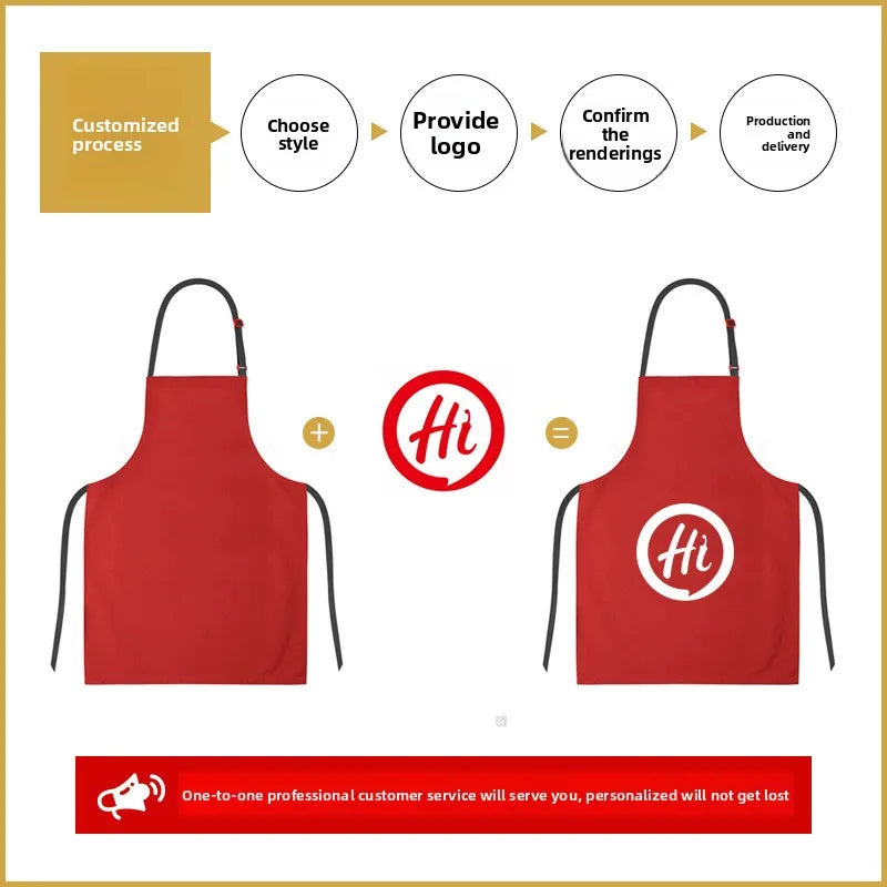 Kitchen Waterproof And Oil-resistant Apron, Work Uniform For Both Men And Women In The Catering Industry, Customizable Logo Prin