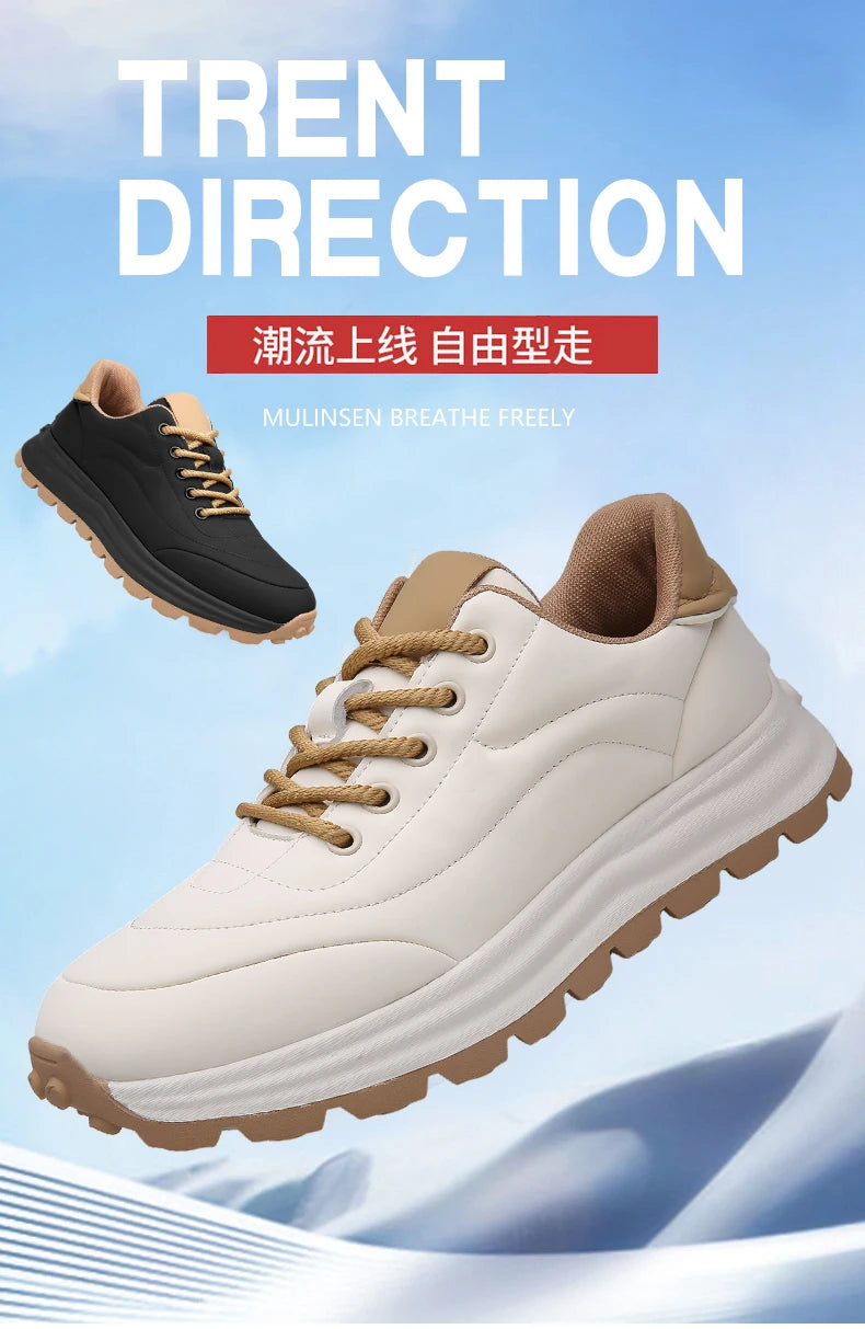 2025 New High-Quality Casual Sports Shoes With Breathable Leather Surface Anti Slip Soft Sole Round Toe Sports Shoes 38-44