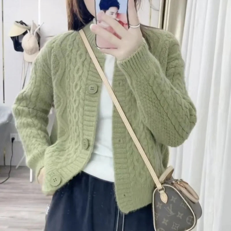 Sweater jacket early spring and autumn sweater new women's top youthful and beautiful western-style knitted cardigan