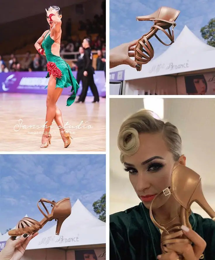 BD Latin Dance Shoes Authentic Female Soft-Soled Dancing Professional National Standard BDSALSA 216 Ballroom FREE BAG BDDANCE