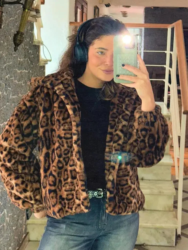 Casual Loose Outerwear Autumn Winter Woman Tops New Fashion Leopard Printing Women Coats Jackets Cardigan Clothes
