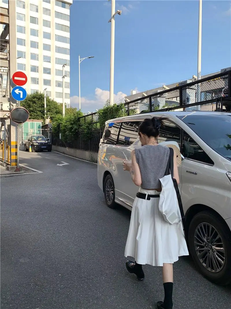 Sweater Vests Women Simple All-match Basic V-neck Casual Spring Vintage Knitting Fashion Ulzzang Ladies Temperament Classic Chic