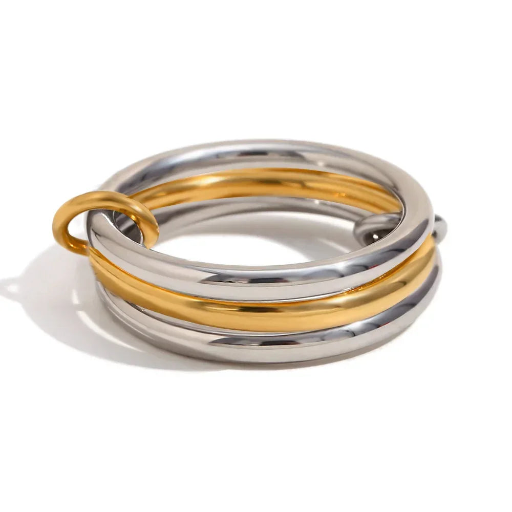 Stacking Rings Stainless Steel 3-layer Mixed Color Women's Ring New Waterproof Jewelry Party Birthday Gift