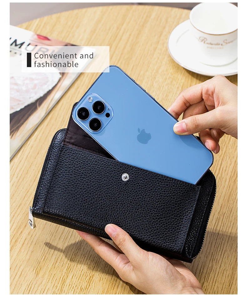 New Women Handbags Female Genuine Leather Shoulder Bags Multi Functional Large Capacity Crossbody Bags Touch Screen Phone Bag